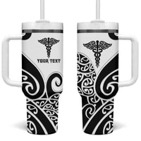 Personalised New Zealand Nurse Tumbler With Handle Maori Koru Black Version