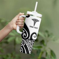 Personalised New Zealand Nurse Tumbler With Handle Maori Koru Black Version