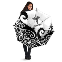 Personalised New Zealand Nurse Umbrella Maori Koru Black Version
