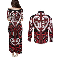 Custom Aotearoa Ngapuhi Couples Matching Puletasi and Long Sleeve Button Shirt Maori Tribal Pattern LT05 - Polynesian Pride