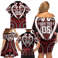 Custom Aotearoa Ngapuhi Family Matching Off Shoulder Short Dress and Hawaiian Shirt Maori Tribal Pattern LT05 - Polynesian Pride