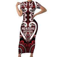 Custom Aotearoa Ngapuhi Family Matching Short Sleeve Bodycon Dress and Hawaiian Shirt Maori Tribal Pattern