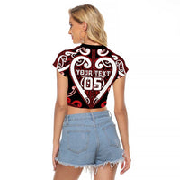 Custom Aotearoa Ngapuhi Raglan Cropped T Shirt Maori Tribal Pattern