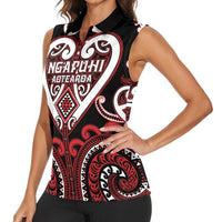 Custom Aotearoa Ngapuhi Women Sleeveless Polo Shirt Maori Tribal Pattern
