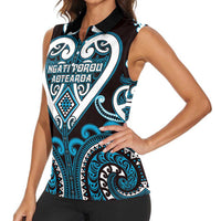 Custom Aotearoa Ngati Porou Women Sleeveless Polo Shirt Maori Tribal Pattern