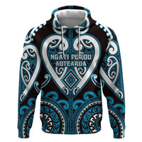 Custom Aotearoa Ngati Porou Zip Hoodie Maori Tribal Pattern