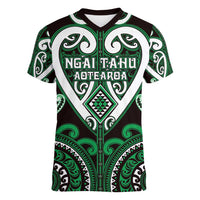Custom Aotearoa Ngai Tahu Women V-Neck T-Shirt Maori Tribal Pattern