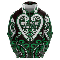 Custom Aotearoa Ngai Tahu Zip Hoodie Maori Tribal Pattern