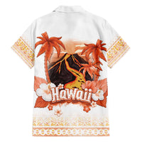 Hawaiian Volcano Lava Flow Family Matching Off Shoulder Short Dress and Hawaiian Shirt With Hawaiian Tapa Pattern