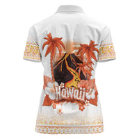 Hawaiian Volcano Lava Flow Women Polo Shirt With Hawaiian Tapa Pattern LT05 - Polynesian Pride