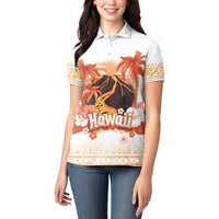 Hawaiian Volcano Lava Flow Women Polo Shirt With Hawaiian Tapa Pattern LT05 - Polynesian Pride