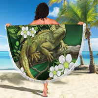 Aotearoa New Zealand Tuatara Beach Blanket Maori Koru Art