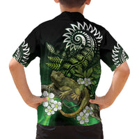 Aotearoa New Zealand Tuatara Family Matching Puletasi and Hawaiian Shirt Maori Koru Art