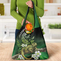 Aotearoa New Zealand Tuatara Grocery Bag Maori Koru Art