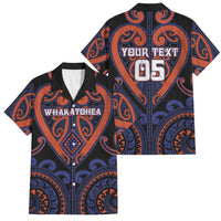 Custom Aotearoa Whakatohea Family Matching Long Sleeve Bodycon Dress and Hawaiian Shirt Maori Tribal Pattern LT05 Dad's Shirt - Short Sleeve Navy - Polynesian Pride