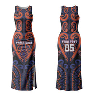 Custom Aotearoa Whakatohea Family Matching Tank Maxi Dress and Hawaiian Shirt Maori Tribal Pattern LT05 Mom's Dress Navy - Polynesian Pride