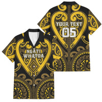 Custom Aotearoa Ngati Whatua Family Matching Puletasi and Hawaiian Shirt Maori Tribal Pattern LT05 Dad's Shirt - Short Sleeve Yellow - Polynesian Pride