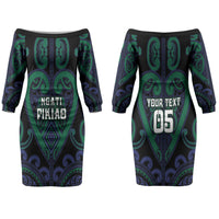 Custom Aotearoa Ngati Pikiao Couples Matching Off The Shoulder Long Sleeve Dress and Hawaiian Shirt Maori Tribal Pattern LT05 - Polynesian Pride