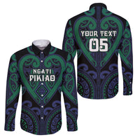 Custom Aotearoa Ngati Pikiao Family Matching Long Sleeve Bodycon Dress and Hawaiian Shirt Maori Tribal Pattern LT05 Dad's Shirt - Long Sleeve Green - Polynesian Pride
