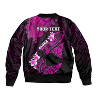 Personalized Hawaii Maui Bomber Jacket Polynesian Fish Hook Hibiscus Pink Version LT05 - Polynesian Pride
