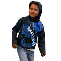 Personalized Hawaii Maui Kid Hoodie Polynesian Fish Hook Hibiscus Blue Version LT05 - Polynesian Pride