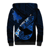 Personalized Hawaii Maui Sherpa Hoodie Polynesian Fish Hook Hibiscus Blue Version LT05 - Polynesian Pride