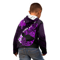Personalized Hawaii Maui Kid Hoodie Polynesian Fish Hook Hibiscus Purple Version LT05 - Polynesian Pride