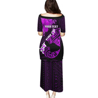 Personalized Hawaii Maui Puletasi Polynesian Fish Hook Hibiscus Purple Version LT05 - Polynesian Pride