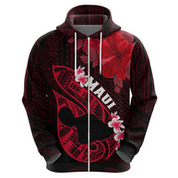 Personalized Hawaii Maui Hoodie Polynesian Fish Hook Hibiscus Red Version LT05 - Polynesian Pride