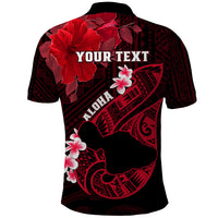Personalized Hawaii Maui Polo Shirt Polynesian Fish Hook Hibiscus Red Version LT05 - Polynesian Pride