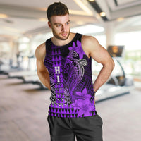 Personalized Hawaii Men Tank Top Hammerhead Shark Kakau Polynesian Tribal Purple LT05 - Polynesian Pride