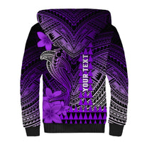 Personalized Hawaii Sherpa Hoodie Hammerhead Shark Kakau Polynesian Tribal Purple LT05 - Polynesian Pride