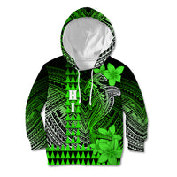 Personalized Hawaii Kid Hoodie Hammerhead Shark Kakau Polynesian Tribal Green LT05 Hoodie Green - Polynesian Pride
