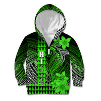 Personalized Hawaii Kid Hoodie Hammerhead Shark Kakau Polynesian Tribal Green LT05 Zip Hoodie Green - Polynesian Pride