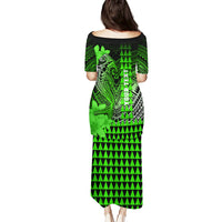 Personalized Hawaii Puletasi Hammerhead Shark Kakau Polynesian Tribal Green LT05 - Polynesian Pride