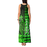 Personalized Hawaii Tank Maxi Dress Hammerhead Shark Kakau Polynesian Tribal Green LT05 - Polynesian Pride