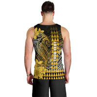 Personalized Hawaii Men Tank Top Hammerhead Shark Kakau Polynesian Tribal Gold LT05 - Polynesian Pride