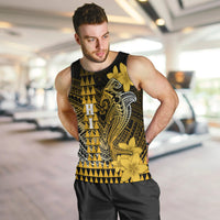 Personalized Hawaii Men Tank Top Hammerhead Shark Kakau Polynesian Tribal Gold LT05 - Polynesian Pride