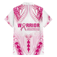 Breast Cancer Pink Out Family Matching Off Shoulder Short Dress and Hawaiian Shirt Polynesian Art Tattoo White Version