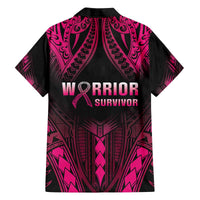 Breast Cancer Pink Out Family Matching Off Shoulder Short Dress and Hawaiian Shirt Polynesian Art Tattoo Black Version