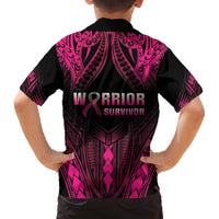 Breast Cancer Pink Out Family Matching Puletasi and Hawaiian Shirt Polynesian Art Tattoo Black Version LT05 - Polynesian Pride