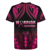 Breast Cancer Pink Out Rugby Jersey Polynesian Art Tattoo Black Version