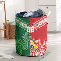 Tonga Ireland Rugby Custom Laundry Basket Ikale Tahi With Shamrocks Together