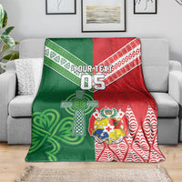 Tonga Ireland Rugby Custom Blanket Ikale Tahi With Shamrocks Together