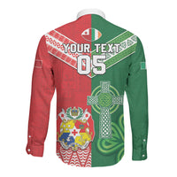 Tonga Ireland Rugby Custom Long Sleeve Button Shirt Ikale Tahi With Shamrocks Together