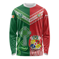 Tonga Ireland Rugby Custom Long Sleeve Shirt Ikale Tahi With Shamrocks Together