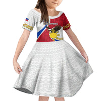 Personalized Philippines Family Matching Off Shoulder Long Sleeve Dress and Hawaiian Shirt The Eight-Rayed Sun Bald Eagle Polynesian Pattern LT05 Daughter's Dress Red - Polynesian Pride
