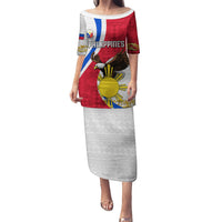 Personalized Philippines Puletasi The Eight-Rayed Sun Bald Eagle Polynesian Pattern LT05 Long Dress Red - Polynesian Pride
