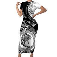 personalized-go-fishing-short-sleeve-bodycon-dress-polynesian-pattern