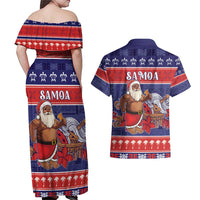 Samoa Christmas Couples Matching Off Shoulder Maxi Dress and Hawaiian Shirt Samoan Santa Claus Manuia Le Kerisimasi LT05 - Polynesian Pride